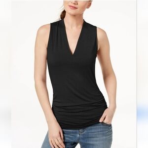 INC sleeveless ruched blouse L